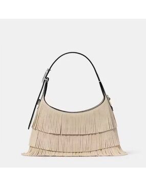 Brand New! Kate Spade Mini 454 Light Tan Suede Fringe Shoulder Bag/ Cross-body